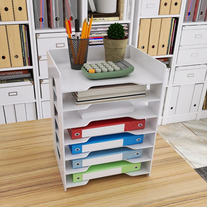 Natwind 7-Tier File Paper Organizer for Desk & Desktop - White File Holder with Mail Letter Tray & Paper Sorter for Home Office, School Classroom - Image 3